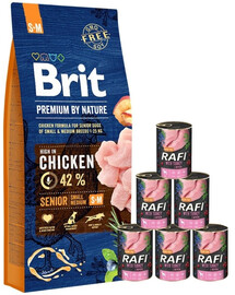 BRIT Premium By Nature Senior Small Medium S+M 15kg + cibo umido con tacchino 6 x 400g