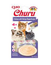 INABA Churu Cat bocconcino cremoso per gatti a base di pollo e gamberetti 56 g