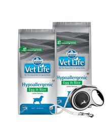 FARMINA Vet Life Hypoallergenic Egg & Rice dog 2 x 12 kg + FLEXI New Comfort L Tape 8 m GRATIS