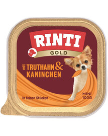 RINTI Gold Turkey&Rabbit Mini tacchino e coniglio in vaschetta 100g