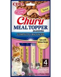 INABA Meal Topper Tuna Salmon 4x14 g integratore cremoso con tonno e salmone per gatti
