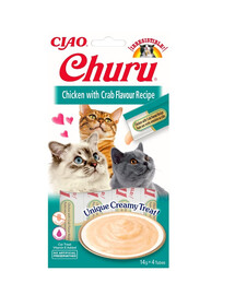 INABA Churu Cat bocconcino cremoso per gatti al pollo e granchio 56 g