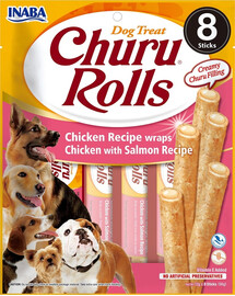 INABA Churu Rolls Chicken 8 x 12g snack di pollo e salmone per cani