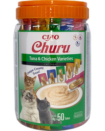 INABA Churu Variety Tuna&Chicken tonno con pollo per gatti vasetto 50x14g (700g)