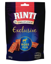 RINTI Singlefleisch Exclusive Snack Horse RINTI snack per cani con carne di cavallo 50g