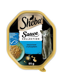 SHEBA Sauce Collection in vaschetta 85g Alimento umido completo per gatti adulti bocconcini con tonno in salsa