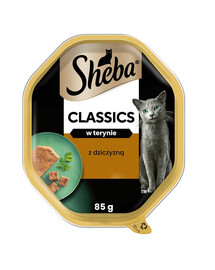 SHEBA Classics Paté con Selvaggina in vaschetta 85g alimento umido completo per gatti adulti