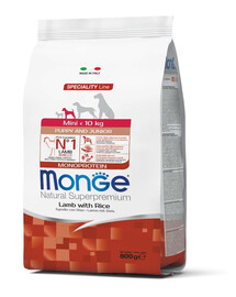 MONGE Dog Mini Puppy and Junior 800 g - agnello e riso