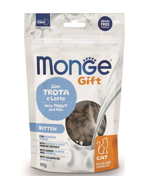 MONGE Gift Filled and Crunchy Kitten Pstrąg z mlekiem 60 g