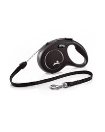 Guinzaglio FLEXI New Classic S corda 8 m. Nero. Fino a 12 kg.