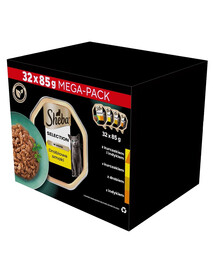 SHEBA Select Slices in Gravy Mix di sapori di pollame in salsa di pollame, pollo e tacchino 32x85g