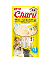 INABA Churu Chicken with cheese & beef 4x14g con pollo, formaggio e manzo per gatti