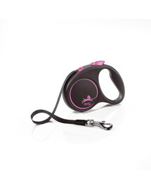 FLEXI Guinzaglio Black Design S Fettuccia 5 m rosa