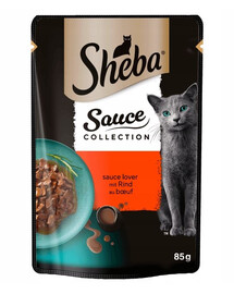 SHEBA Sauce Collection in bustina 85g alimento umido completo per gatti adulti bocconcini con manzo in salsa
