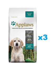 APPLAWS Puppy Small Medium Chicken 6 kg (3x2 kg) con pollo per cuccioli di piccola e media taglia