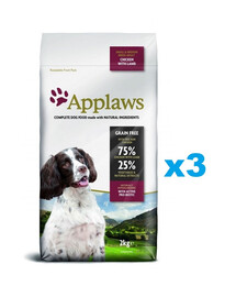 APPLAWS Adult Dog Small Medium Chicken with Lamb 6 kg (3x2 kg) Pollo con agnello per cani adulti di taglia piccola e media