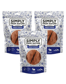 SIMPLY FROM NATURE Meat Strips Strisce di carne di coniglio per cani 3 x 80g
