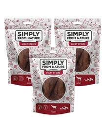 SIMPLY FROM NATURE Meat Strips Strisce di carne di capra per cani 3 x 80g