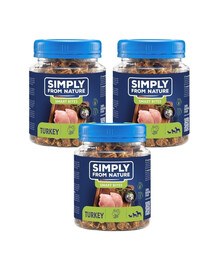 SIMPLY FROM NATURE Smart Bites Snack di tacchino per cani 3 x 130g