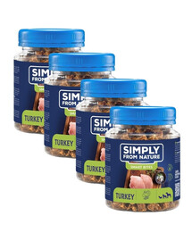 SIMPLY FROM NATURE Smart Bites Snack di tacchino per cani 4 x 130g