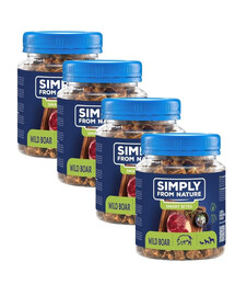 SIMPLY FROM NATURE Smart Bites Snack di cinghiale per cani 4 x 130g