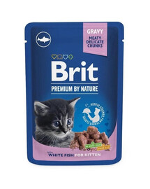 BRIT PREMIUM Pouch White Fish Kitten 24x100g cibo per gattini a base di pesce bianco