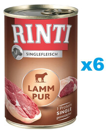 RINTI Singlefleisch Lamb Pure agnello monoproteico 6 x 400g