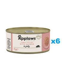 APPLAWS Cat Adult Tuna Fillet with Salmon in Jelly tonno e salmone in gelatina 6 x 70g
