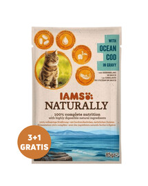 IAMS Naturally Adult Cat con merluzzo oceanico in salsa 85 g