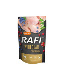 RAFI Alimento umido per cani con quaglia, mirtilli e mirtilli rossi 500g