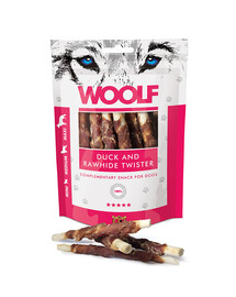 WOOLF Duck And Rawhide Twister 100g Pelle secca avvolta d'anatra