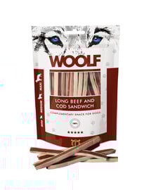 WOOLF Long Beef And Cod Sandwich 100g strisce con manzo e merluzzo