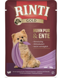 RINTI Chicken Pure&Duck Mini pollo e anatra in bustina per cani di piccola taglia 100 g