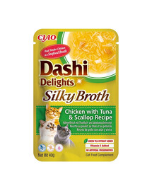 INABA Cat Dashi Delights Silky Broth Pollo, tonno e capesante 40g