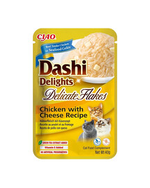 INABA Cat Dashi Delights Delicate Flakes Pollo e formaggio 40g