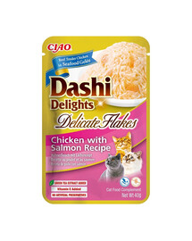 INABA Cat Dashi Delights Delicate Flakes Pollo e salmone 40g