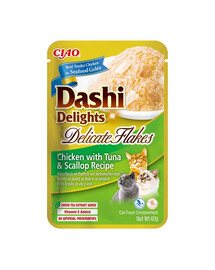 INABA Cat Dashi Delights Delicate Flakes Pollo, tonno e capesante 40g