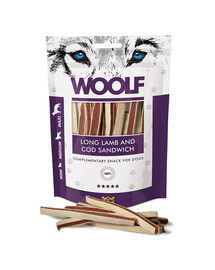 WOOLF Soft Long Lamb And Cod Sandwich 100g strisce morbide con agnello e merluzzo