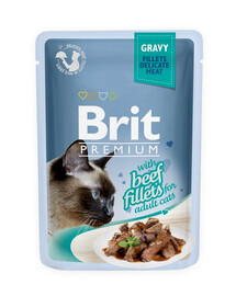 BRIT Premium Cat Fillets in Gravy cibo umido con manzo per gatti 24x85 g