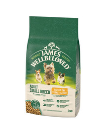JAMES WELLBELOVED Adult 1,5 kg alimento secco completo per cani adulti di piccola taglia da 6 mesi a 10 anni ricco di tacchino e riso