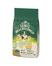 JAMES WELLBELOVED Adult 1,5 kg alimento secco completo senza cereali per cani adulti da 1 a 7 anni ricco di tacchino e verdure