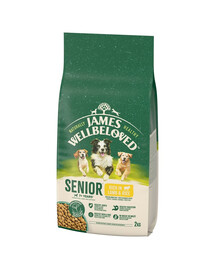 JAMES WELLBELOVED Senior 2 kg sucha alimento completo per cani anziani >7 anni ricco di agnello e riso