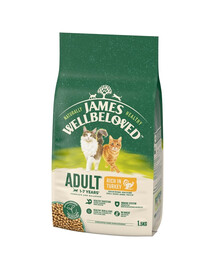 JAMES WELLBELOVED 1,5 kg alimento secco completo per gatti adulti da 1 a 7 anni ricco di tacchino