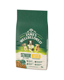 JAMES WELLBELOVED Senior 12 kg alimento secco completo per cani anziani >7 anni ricco di agnello e riso