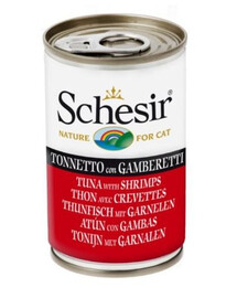 SCHESIR Alimento per gatti tonno e gamberetti 140 g