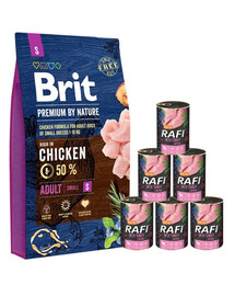 BRIT Premium By Nature Adult Small S 8 kg + cibo umido con tacchino 6x400 g