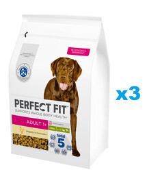 PERFECT FIT Adult 1+ Alimento secco completo ricco di pollo per cani adulti di razza grande 3 x 2,6 kg