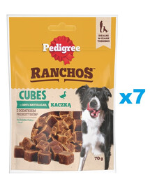PEDIGREE Ranchos Cubes 7x70g Alimento complementare con anatra per cani adulti