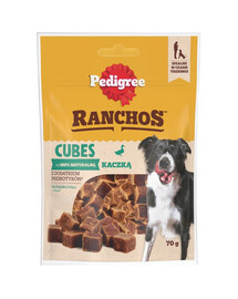 PEDIGREE Ranchos Cubes 70g Alimento complementare con anatra per cani adulti
