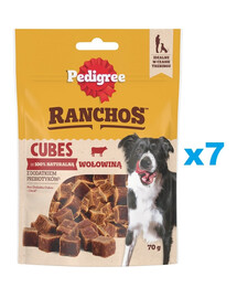 PEDIGREE Ranchos Cubes 7x70g Alimento complementare con manzo per cani adulti